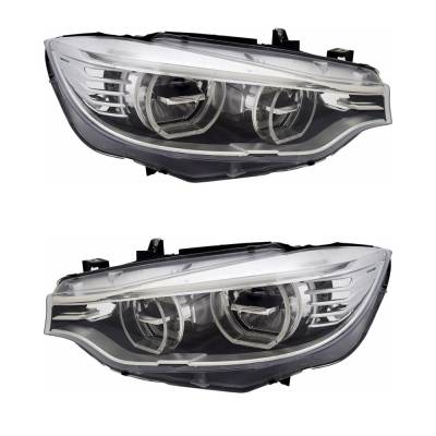 Rareelectrical - New Pair Of Headlights Compatible With Bmw 430I Base Hatchback Plastic Led Bulb High And Low Beam