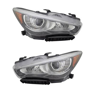 Rareelectrical - New Pair Of Headlights Compatible With Infiniti Q50 Sport Sedan 2018 2019 2020 By Part In2503179