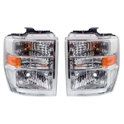 Rareelectrical - New Pair Of Halogen Headlights Compatible With Ford E-350 Super Duty Base Cutaway Van 2 Door 5.4L