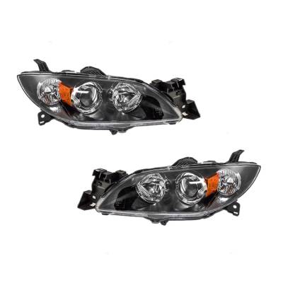 Rareelectrical - New Pair Headlights Compatible With Mazda 3 Sedan 2004-09 Ma2518108 Bn8p-51-0K0d Bn8p510l0d