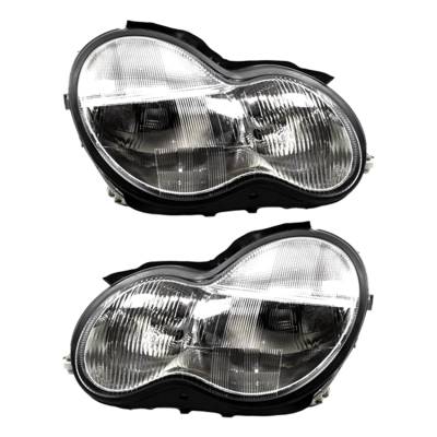 Rareelectrical - New Pair Of Halogen Headlight Compatible With Mercedes-Benz C320 Base Sedan 2001-2004 By Part Number