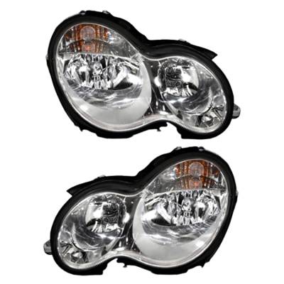 Rareelectrical - New Pair Of Halogen Headlight Compatible With Mercedes-Benz C240 C320 Sedan 2005 By Part Number