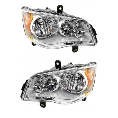 Rareelectrical - New Pair Of Halogen Headlights Compatible With Chrysler Town & Country Touring Plus Mini Passenger