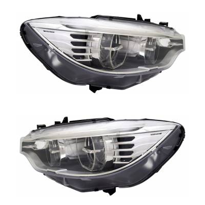 Rareelectrical - New Pair Of Headlights Compatible With Bmw 430I Base Hatchback Plastic Led Bulb High And Low Beam - Image 5