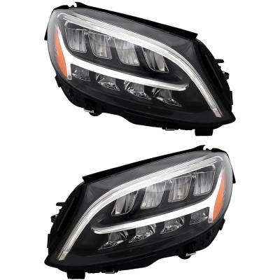 Rareelectrical - New Pair Of Headlights Compatible With Mercedes-Benz C300 4Matic Plastic Halogen Bulb High And Low - Image 4