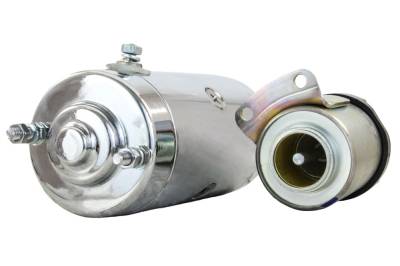 Rareelectrical - New Chrome Starter & Solenoid Compatible With Harley Davidson Lowrider Belt Fxsb 1983 1984 1985 - Image 1