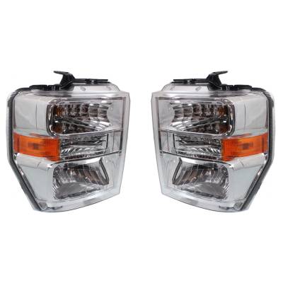 Rareelectrical - New Pair Of Halogen Headlights Compatible With Ford E-350 Super Duty Base Cutaway Van 2 Door 5.4L - Image 7