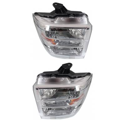 Rareelectrical - New Pair Of Halogen Headlights Compatible With Ford E-350 Super Duty Base Cutaway Van 2 Door 5.4L - Image 9