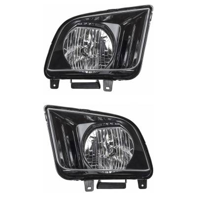 Rareelectrical - New Pair Of Halogen Headlights Compatible With Ford Mustang Bullitt Coupe 2007 2008 2009 By Part - Image 1