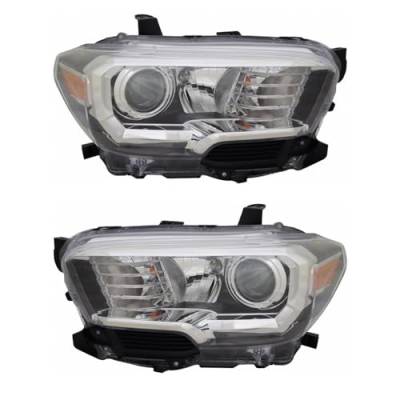 Rareelectrical - New Pair Of Halogen Headlights Compatible With Toyota Tacoma Trd Off-Road Crew Cab Pickup 3.5L 2018 - Image 9