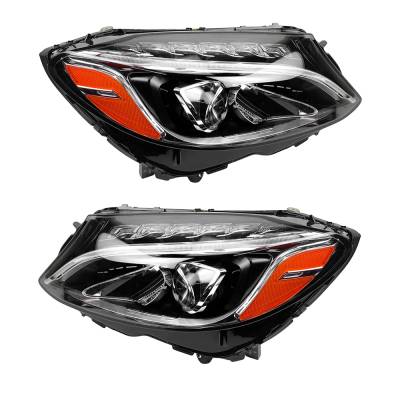 Rareelectrical - New Pair Of Headlights Compatible With Mercedes-Benz C400 Sedan Hid Bulb High Low Beam Clear Lens - Image 3