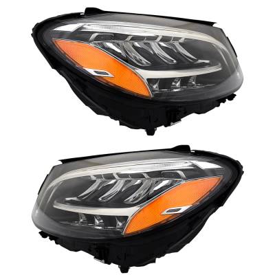 Rareelectrical - New Pair Of Headlights Compatible With Mercedes-Benz C63 Amg S Base Sedan Halogen Bulb High And Low - Image 3